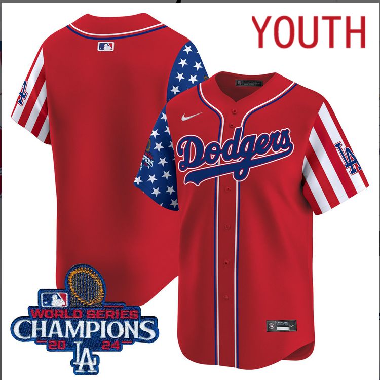 Youth MLB Los Angeles Dodgers blank American Style red 2024 World Series Champions Limited Jersey